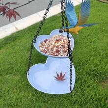 806 Dual-Layer Heart-Shaped Bird Feeder With Three Chains, Plastic Material, Double-Layer Hanging Tree Bird Feeder, Multi-Color Optional, Rainbow Bird Bath, Hanging Feeder, New Bird Bath, Outdoor Balcony Garden Bird Feeder, Water Feeder, Bird Bath, Garden Courtyard Decoration Dual-Purpose Style