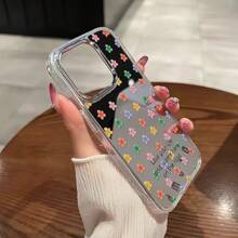 Lustrzany kolorowy wzór kompozycji kwiatowej nadrukowany przezroczysty miękki pokrowiec kompatybilny z iPhone 11 12 13 14 15 Pro/Plus/Promax