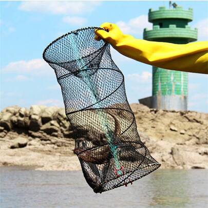 1pc/Set Thickened Foldable Fishing Trap, Crab Trap For Sea Use, Automatic Round Shrimp/Eel/Crab Trap With Strong Elasticity