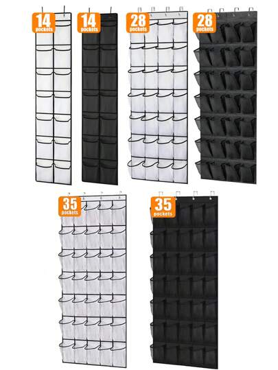 1入組門後收納鞋子掛袋，大容量收納鞋袋，衣櫃掛式收納袋，多格收納，襪子收納袋