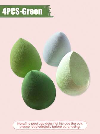 4 piezas de esponjas cosméticas suaves de color verde para uso en seco y húmedo, para mezclar base, rubor y polvos, con diseño de corte diagonal, económicas, relleno de calcetines, maquillaje, herramientas de maquillaje, cosas baratas, regalos, regalos para mujeres, regalos de Navidad