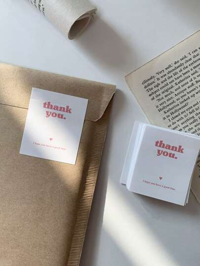 30pcs Simple 5x6cm Rectangular Thank You Stickers For Gift Wrapping Decoration Back To School