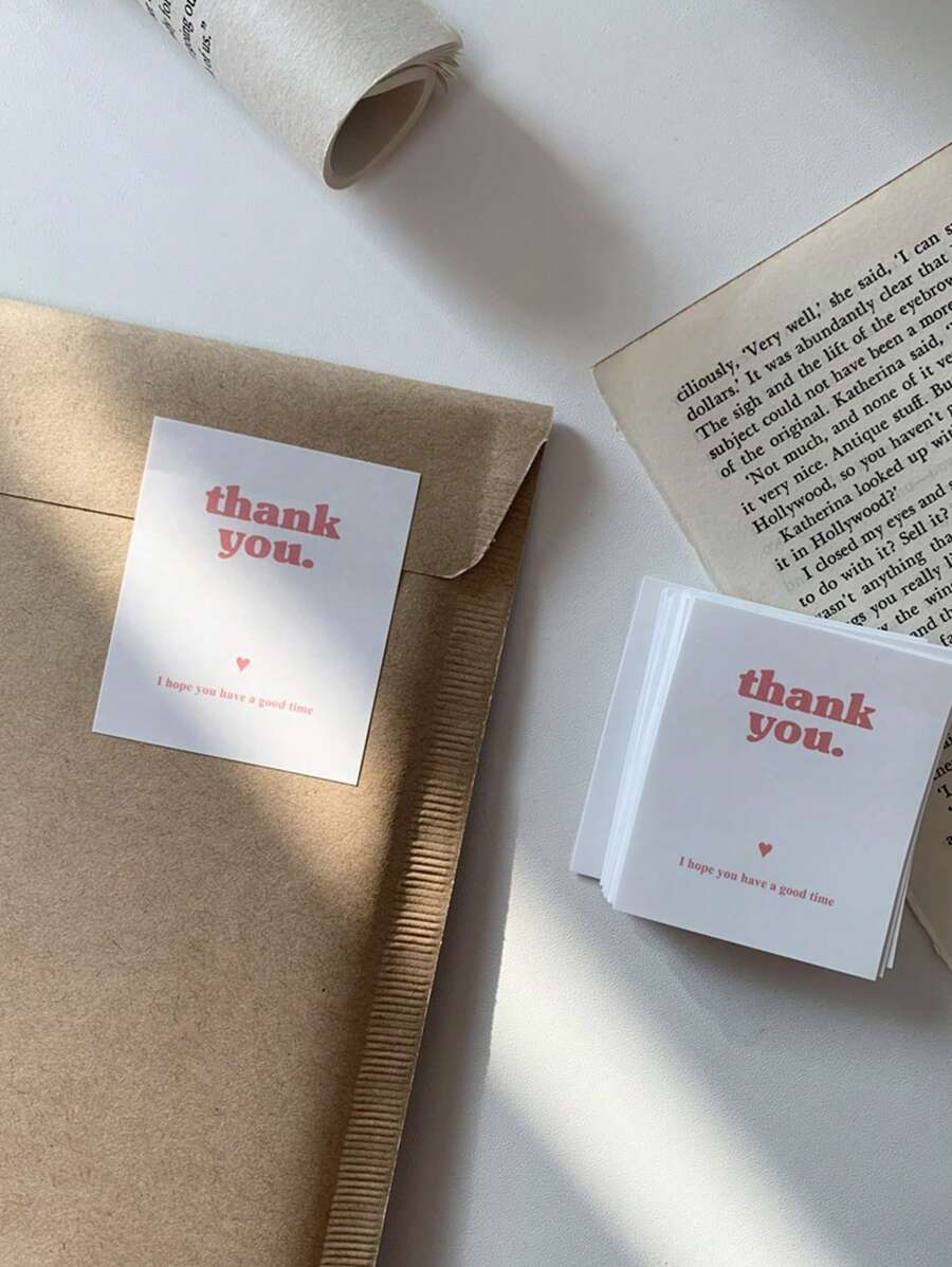 30pcs Simple 5x6cm Rectangular Thank You Stickers For Gift Wrapping Decoration Back To School School Supplies - Multicolor - View 1
