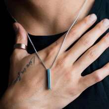 1 Peça colar masculino de estilo minimalista e Hip-Hop em Aço Inoxidável em forma de Cubo, Colar Pingente Retangular em Aço Titânio