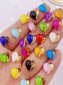 30 pezzi Accessori misti in resina Kawaii, cristalli colorati da 10 mm a forma di cuore di Phnom Penh, strass piatti per DIY, decorazioni per matrimoni, scrapbooking, unghie, gioielli, artigianato, per l'estate e la scuola