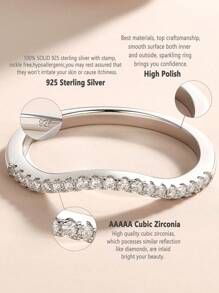 AIHUASI 1pc Moissanite Diamond Fine Engagement Ring For Women 925 Sterling Silver Curved Wedding Bands 1.3*1.3mm Round Cut D Color VVS1 Moissanite Wishbone Stacking Eternity Rings Luxury Jewelry Gift