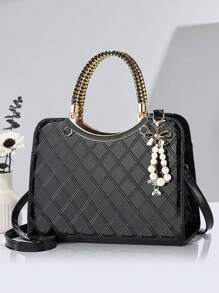 PLANEE Fashionable, Simple And Atmospheric, Large Capacity Women's Handheld/Shoulder/Crossbody Square Bag - Black - View 1