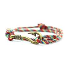Vintage Fish Hook Man Bracelets Accessories Male Double Layer Lucky Bracelet Braided Bracelet Adjustable Gift For Him ﻿ ﻿
