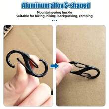10pcs Multi-Purpose Stainless Steel S-Carabiners - Durable, Lightweight Keychain Clips For Backpack, Camping & Hiking - Black - View 4