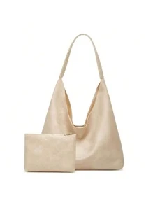 MIU Tote Bag, Shoulder Bag, Large Capacity, Versatile, Vintage And Simple, Handheld/Shoulder Bag For Women - White - View 1