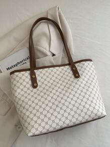 New Minimalist Retro Large Capacity Handbag, Zipper Opening, Lightweight Soft Shoulder Bag, Suitable For Women's Casual Daily Use - White - View 5