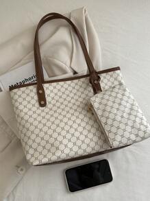 New Minimalist Retro Large Capacity Handbag, Zipper Opening, Lightweight Soft Shoulder Bag, Suitable For Women's Casual Daily Use - White - View 4