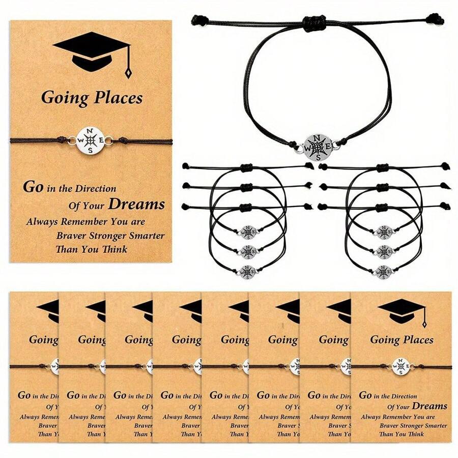 16 Pieces Compass Bracelet Class Of Seniors College Graduation Gifts For Guys, Friends