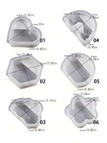 1 件 DIY 硅胶模具，用于卡片夹、半圆形、云朵、彩虹、六边形、心形卡片托盘、树脂、水晶、石膏模具 - 白色 - 查看 4