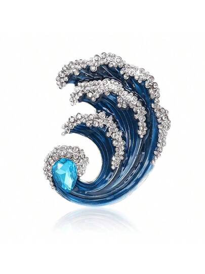 【Waviness】 Ocean Flower Brooch Ocean Series Sparkling Wave Brooch, Creative Fashionable