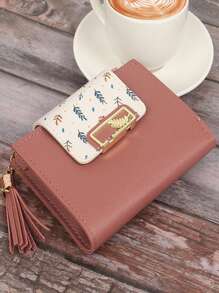 Carteira curta com borla, porta-moedas, porta-cartões, carteira feminina, bolsa, carteira pequena