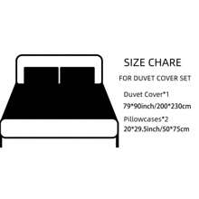 3件套紋路條紋藍色掀毯套組，微纖維可反轉印花被套帶拉鍊封閉，尺寸為女王，包含1件掀毯套和2個枕套 - 藍色 - 查看 2