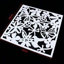 Room Divider Screen 12 Part White Room Divider Flower Bird Pattern Hanging Screen Privacy Screen For Hotel, Home, Bar, Room, 40x40cm - White - View 8