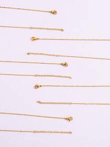 10 chiếc vòng cổ mạ thép không gỉ, Bộ trang sức vòng cổ đơn giản được cá nhân hóa - chuỗi chữ O - Xem 8