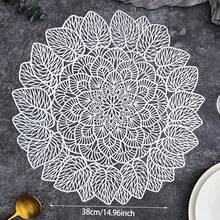 Set de mesa de comedor con forma de hoja de sandía hecha de PVC con huecos, mantel individual resistente al calor y aislado con chapado en oro, tapete para mesa de alta calidad para el hogar - Multicolor - Ver 2