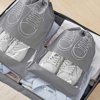 2 件/套无纺布抽绳鞋袋，旅行包装防尘收纳袋