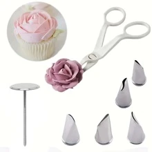 2/7pcs/Set Cake Decorating Tools Kit, Rose Nozzles, Decorating Nails, Scissors, Piping Tips, Pastry Bags, Cupcake Liners, Baking Pans, Cream And Cookie Pastry Kitchen Tools Back To School - Decoration Set - View 1