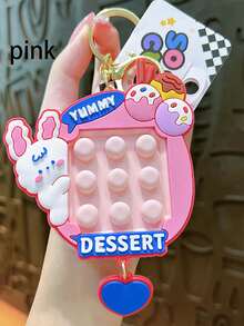 1只可愛卡通冰淇淋兔子擠壓玩具鑰匙扣，減壓玩具，適用於汽車/包裝飾 - 彩色 - 查看 3