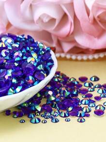 1000/2000pcs/Pack Silver Flat Back Resin Rhinestone, Purple AB Non-Hot Fix Crystal Stones For DIY Craft, Cup, Bottle, Glasses, Clothing, Loose Sparkling Decorative Crystal - Purple AB Color - View 5