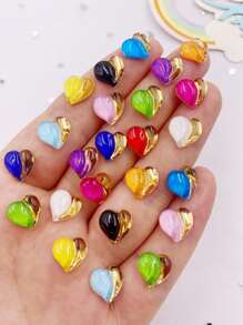 30 pezzi Accessori misti in resina Kawaii, cristalli colorati da 10 mm a forma di cuore di Phnom Penh, strass piatti per DIY, decorazioni per matrimoni, scrapbooking, unghie, gioielli, artigianato, per l'estate e la scuola