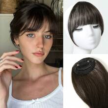 Trenza de pelo de flecos de aire natural para mujer, flequillo de dibujos animados de anime realista, extensión de cabello invisible - Marrón oscuro - Ver 1