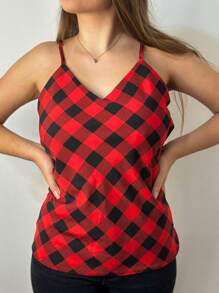 Women Blouses - Red Chess - View 2