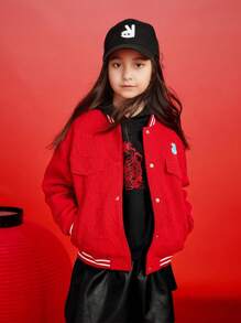 Annil Kids Coats Spring And Autumn Fashionable Baseball Uniforms Tween Girls Jackets Red