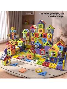 100 piezas Bloques de construcción de casas, tamaño grande, bloques de construcción cuadrados creativos, bloques de construcción básicos, juguetes educativos de ensamblaje DIY, regalos de cumpleaños, decoración de habitaciones, bloques de colores - Multicolor - Ver 1