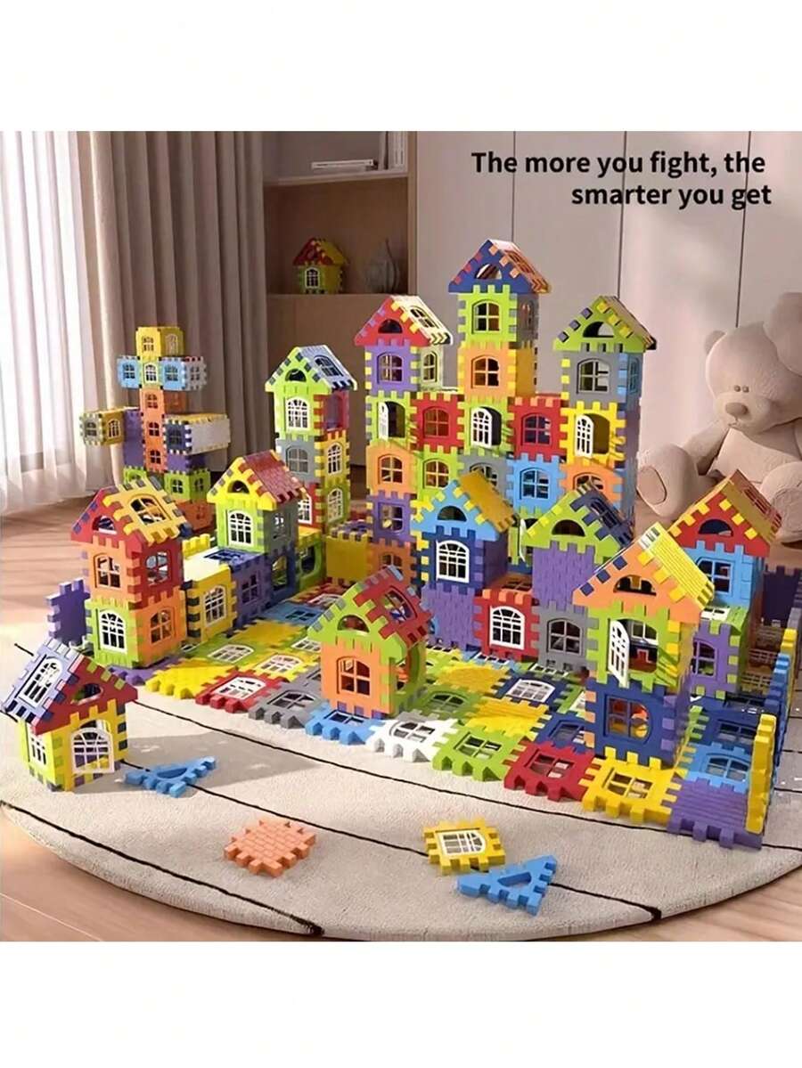 100 piezas Bloques de construcción de casas, tamaño grande, bloques de construcción cuadrados creativos, bloques de construcción básicos, juguetes educativos de ensamblaje DIY, regalos de cumpleaños, decoración de habitaciones, bloques de colores - Multicolor - Ver 1