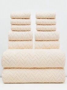 12pcs/Set (6pcs Washcloths + 4pcs Towels + 2pcs Bath Towels) Printed Coral Fleece Home Use Kit, Lightweight, Quick-Drying, Anti-Pilling, Soft To The Touch