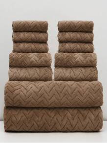 12pcs/Set (6pcs Washcloths + 4pcs Towels + 2pcs Bath Towels) Printed Coral Fleece Home Use Kit, Lightweight, Quick-Drying, Anti-Pilling, Soft To The Touch