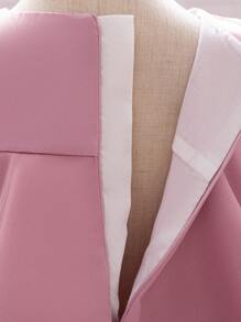 嬰兒女童無袖圓領純色泡泡花優雅洋裝，適合派對、生日慶祝和特殊場合 - 藕粉色 - 查看 5