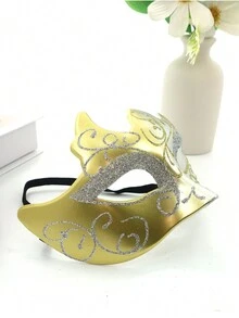 Multi-Angle Hand-Painted Masquerade Mask For Gentlemen, Ladies And Parties, Retro Venetian & Ancient Greek-Roman Style - Gold - View 4