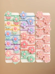 30pcs Floral Hair Scrunchies Set, Gifts For Girls, Daily Use (No Backing Card) - Multicolor - View 7