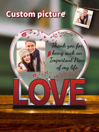 1pc Heart Shaped Plaque, [Picture Customization] Custom Heart Shape Crystal Photo DIY Gifts, For Mom Girlfriend Boyfriend Dad Birthday Anniversary Wedding Memorial, For Home Room Living Room Office Decor Ornamental, Waterproof, Exquisite, Stylish, Contracted, Modern Custom, Personalized, Unique Ideal Gifts For Him Her, Boyfriend, Girlfriend, Dad, Mom, Family, Friends For Mother's Day, For Birthdays, For Children's Day, For Graduation, For Weddings, For Housewarming Dining Room, Living Room, Valentine Day Decor,Slow Summer Living