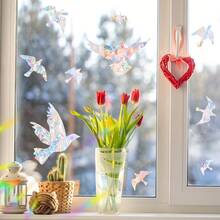 1set/2pcs Exquisite Window Decoration Stickers, Self-Adhesive PVC Laser-Cut Bird-Shaped Decals, Perfect For Creating Ambience - Multicolor - View 4