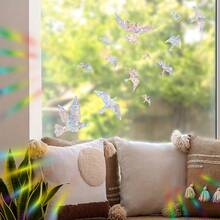 1set/2pcs Exquisite Window Decoration Stickers, Self-Adhesive PVC Laser-Cut Bird-Shaped Decals, Perfect For Creating Ambience - Multicolor - View 5