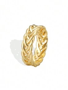 Charm-In Women's Gold Weave Design Ring - Perfect Gift For Mom, Mother's Day/Birthday Present - Hypoallergenic, Fade-Resistant, Stackable Ring With Comfortable Weight - Yellow Gold - View 7