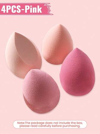 Esponjas para maquillaje, de uso húmedo y seco, no absorbentes, set de 4 piezas de polveras suaves color rosa para base de maquillaje y rubor, herramienta de belleza con esponjas de bordes cortados