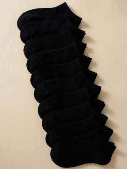 10 Pairs Kids Classic Black Socks, Comfortable Breathable Casual Sports Socks, Suitable For Back To School Outfits, Spring/Summer