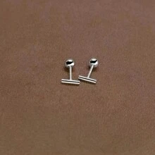 1pair Simple Stainless-Steel 18K Gold-Plated Stick Shape Stud Earrings, Minimalist Fashionable Ear Jewelry, Ideal For Holiday Gift Giving. - Stick Earrings - View 5