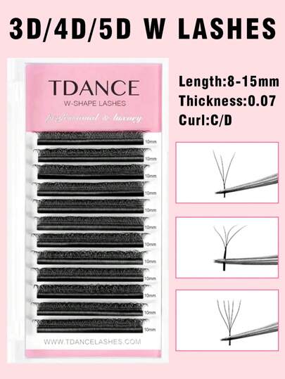 TDANCE TDANCE 1box 12Rows 3D 4D 5D W Shape Eyelash Extension Premade W Lashes 3D Clover False Eyelashes Fans Flower Blooming Individual Lash Extension 0.07 C 8-15mm Lash Clusters, Eyelash Clusters, Individual Eyelashes, Lashes, Fake Lashes