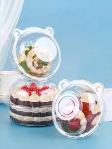 10pcs/Set Clear Plastic Donut/Profiterole/Round/Cat-Shaped Packaging Box, Pastry Box With Snap-On Lid