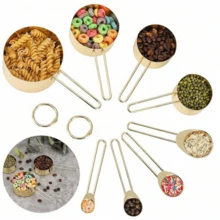 Set Of 8 Stainless Steel Measuring Cups And Spoons Set, Stackable Measuring Cup And Measuring Spoon Kitchen Cooking Baking Utensils With Measurement For Dry And Liquid Ingredients, Gold - Gold - View 10