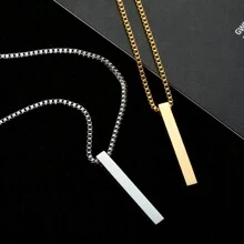 1 Peça colar masculino de estilo minimalista e Hip-Hop em Aço Inoxidável em forma de Cubo, Colar Pingente Retangular em Aço Titânio